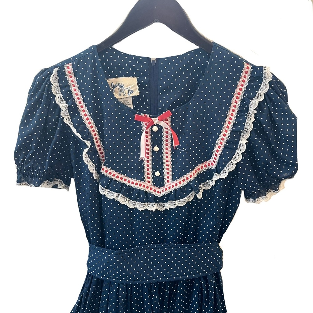 Vintage size 10 navy blue and white polka dot dress - Picture 3 of 4